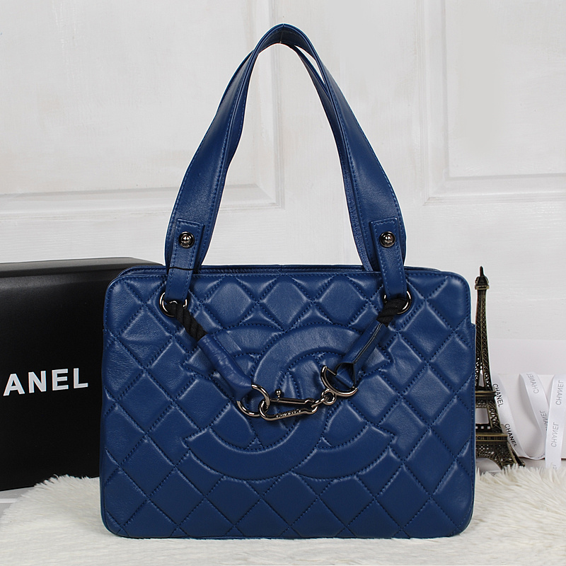 2013 Chanel 47490 Shoulder Bag Sheepskin Leather Royal blue