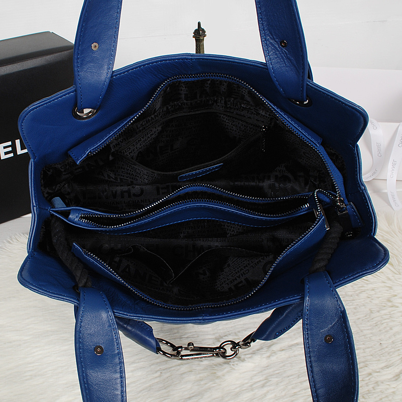 2013 Chanel 47490 Shoulder Bag Sheepskin Leather Royal blue