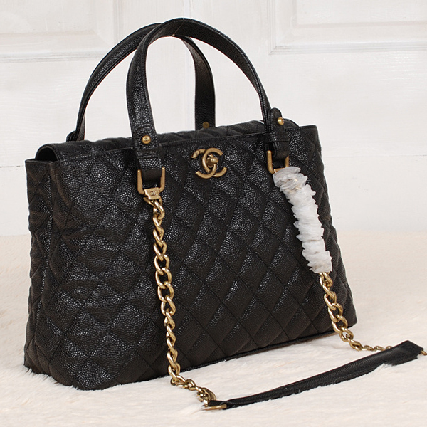 2013 Chanel Classic Caviar Leather Two Handle Bag A66056 Black