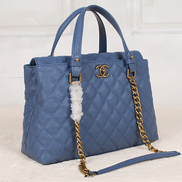 2013 Chanel Classic Caviar Leather Two Handle Bag A66056 Royal blue