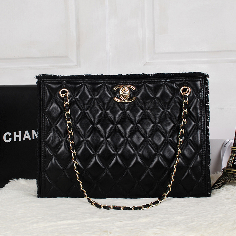 2013 Chanel Sheepskin Leather Shoulder Bag A21083 Black