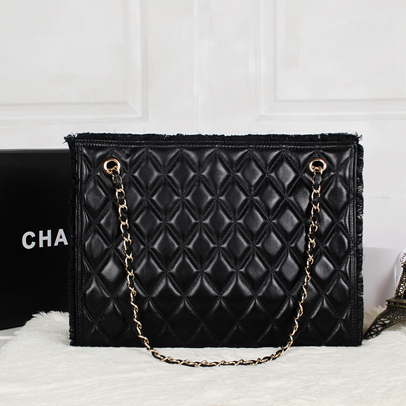 2013 Chanel Sheepskin Leather Shoulder Bag A21083 Black