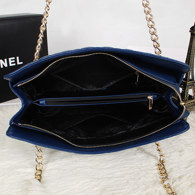 2013 Chanel Sheepskin Leather Shoulder Bag A2235 Blue