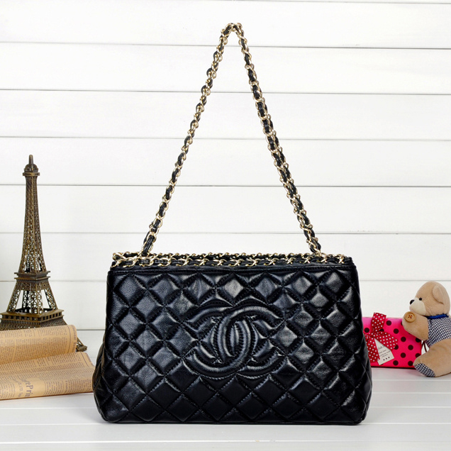 2013 Chanel Shopping Bag Sheepskin Leather A62016 Black