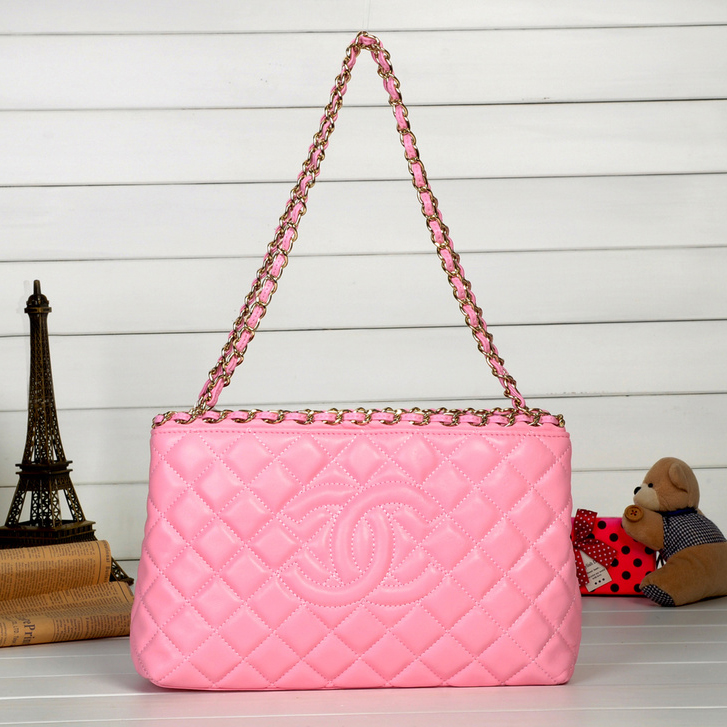 2013 Chanel Shopping Bag Sheepskin Leather A62016 Pink