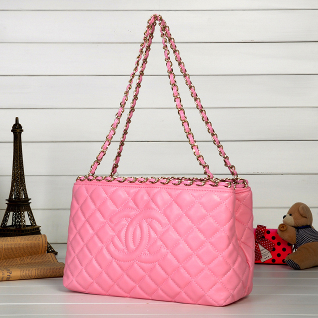 2013 Chanel Shopping Bag Sheepskin Leather A62016 Pink