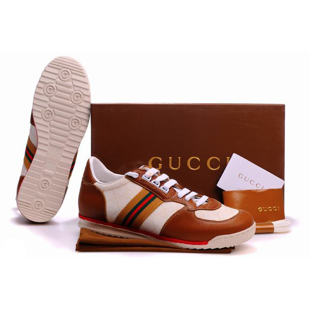 2013 Gucci Classic shoes 233334 in coffee with white