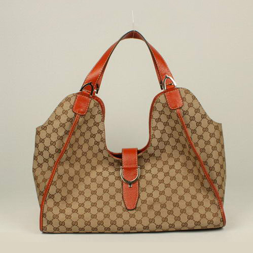 2013 Gucci Gucci GG Fabric Stirrup Shoulder Bag 296855 Camel