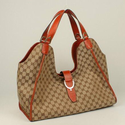 2013 Gucci Gucci GG Fabric Stirrup Shoulder Bag 296855 Camel