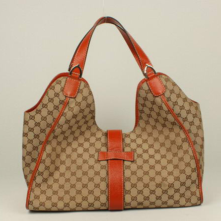 2013 Gucci Gucci GG Fabric Stirrup Shoulder Bag 296855 Camel