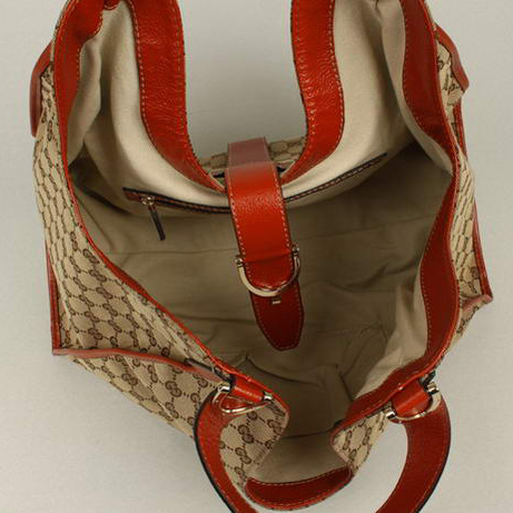 2013 Gucci Gucci GG Fabric Stirrup Shoulder Bag 296855 Camel