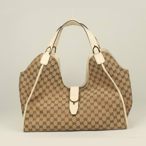 2013 Gucci Gucci GG Fabric Stirrup Shoulder Bag 296855 Offwhite