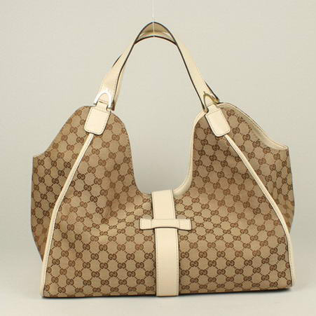 2013 Gucci Gucci GG Fabric Stirrup Shoulder Bag 296855 Offwhite