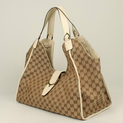 2013 Gucci Gucci GG Fabric Stirrup Shoulder Bag 296855 Offwhite