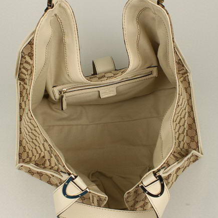 2013 Gucci Gucci GG Fabric Stirrup Shoulder Bag 296855 Offwhite