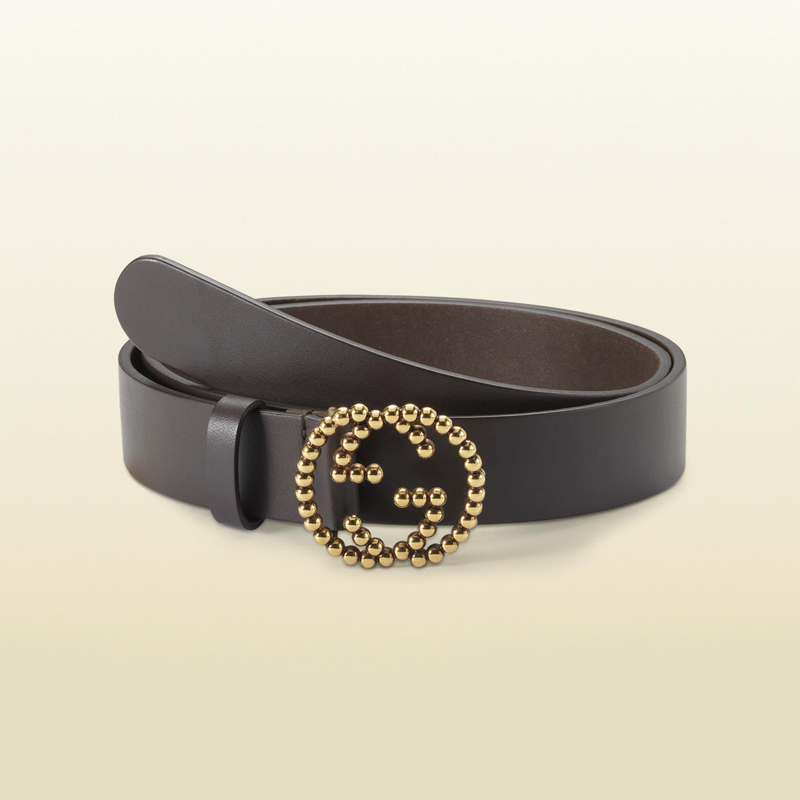 2013 Gucci belt with studded interlocking G buckle