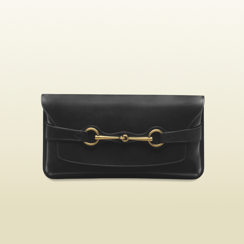 2013 Gucci bright bit black leather clutch