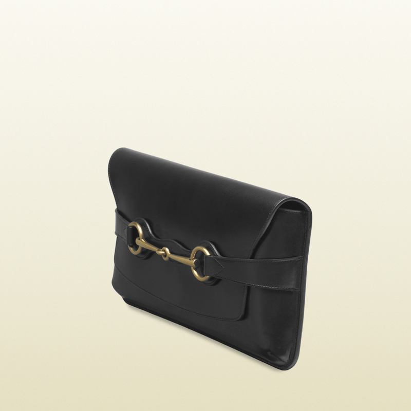 2013 Gucci bright bit black leather clutch