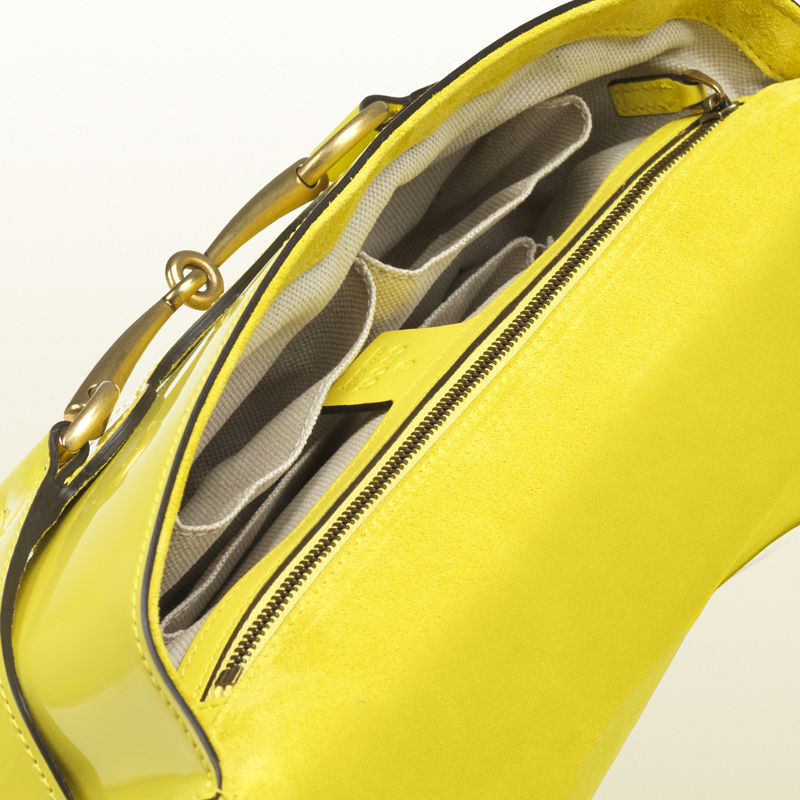 2013 Gucci bright bit yellow patent leather clutch