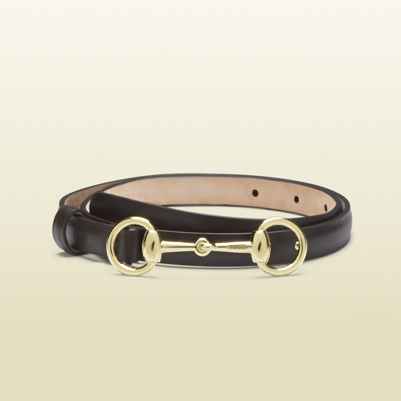 2013 Gucci brown leather belt with horsebit buckle