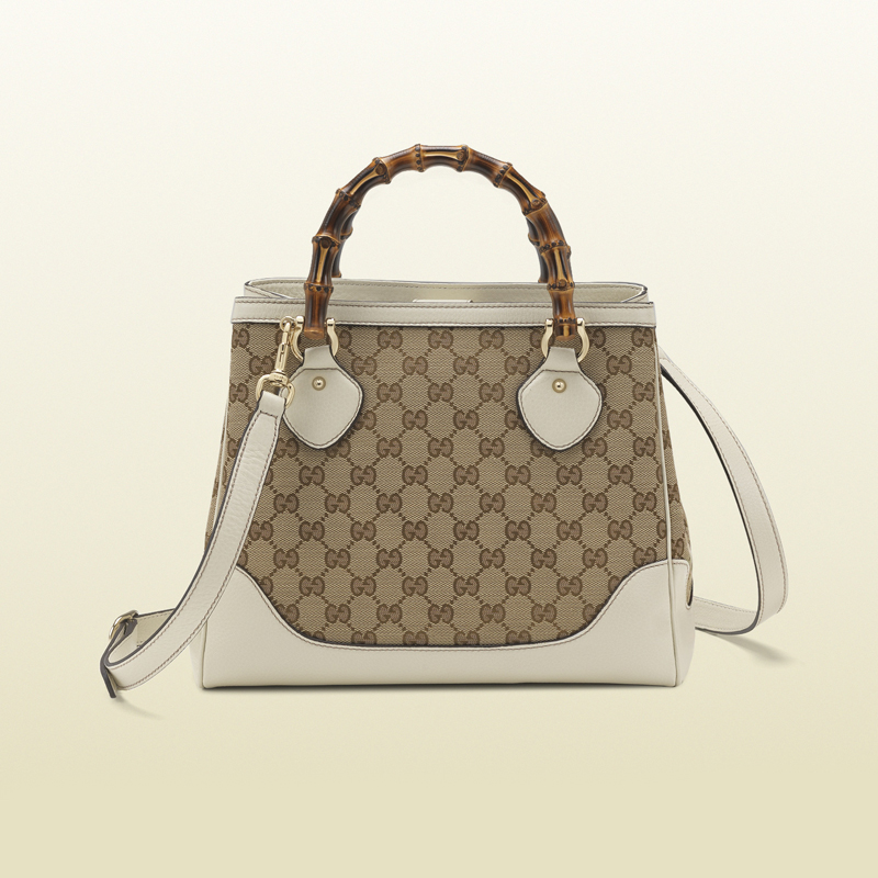 2013 Gucci diana original GG canvas top handle bamboo tote