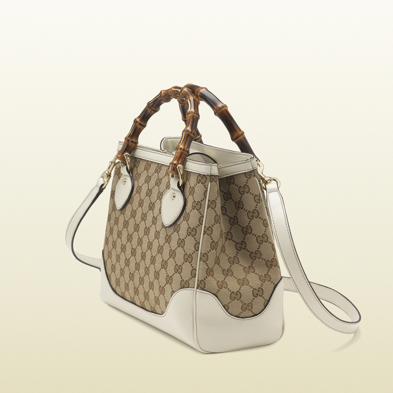 2013 Gucci diana original GG canvas top handle bamboo tote