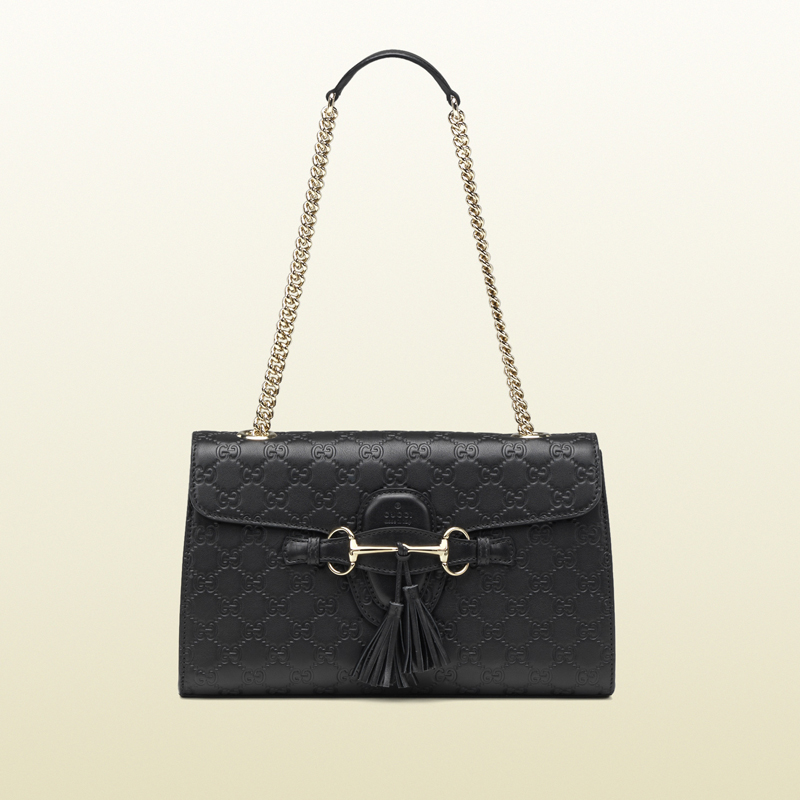 2013 Gucci emily black guccissima leather shoulder bag