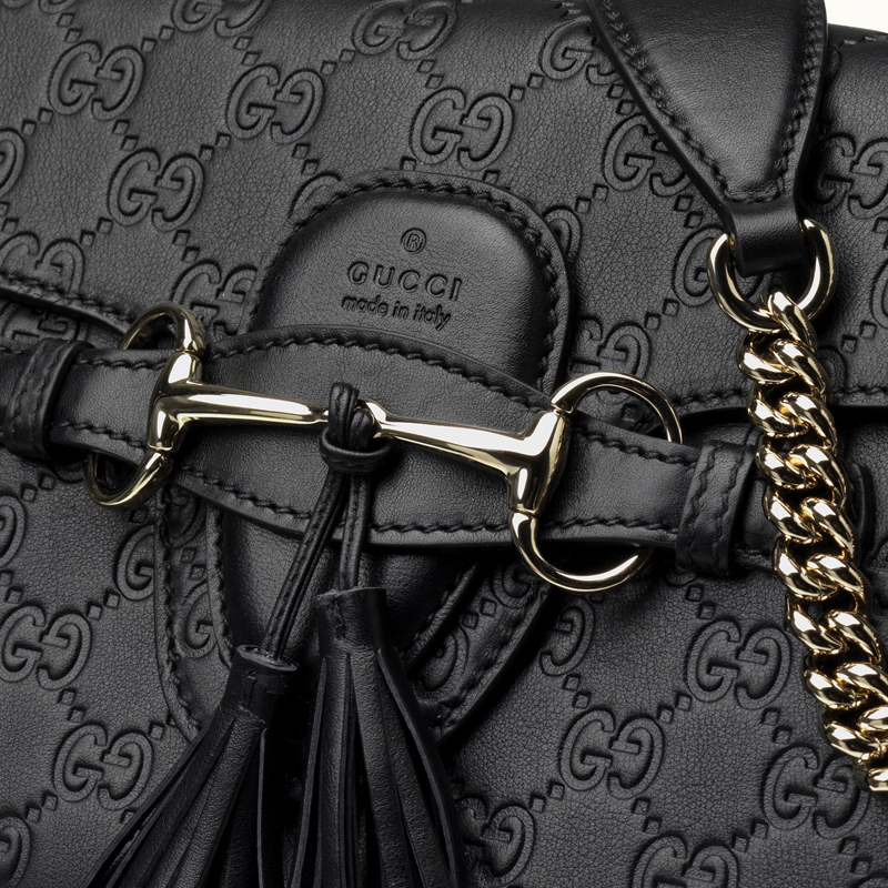 2013 Gucci emily black guccissima leather shoulder bag