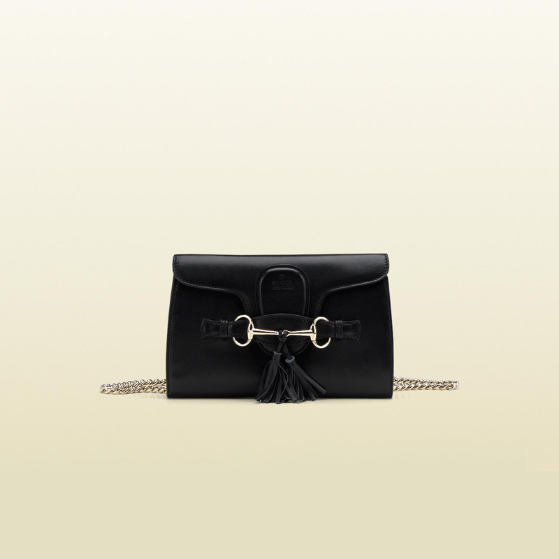 2013 Gucci emily black leather chain shoulder bag