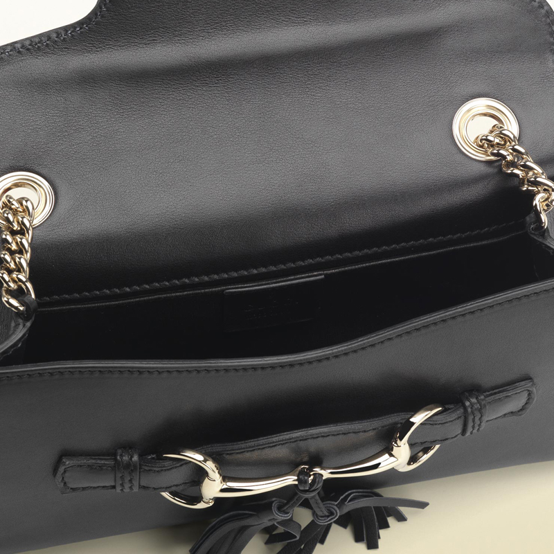 2013 Gucci emily black leather chain shoulder bag