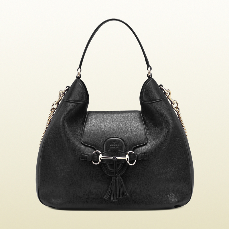 2013 Gucci emily black leather hobo