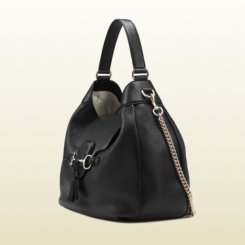 2013 Gucci emily black leather hobo