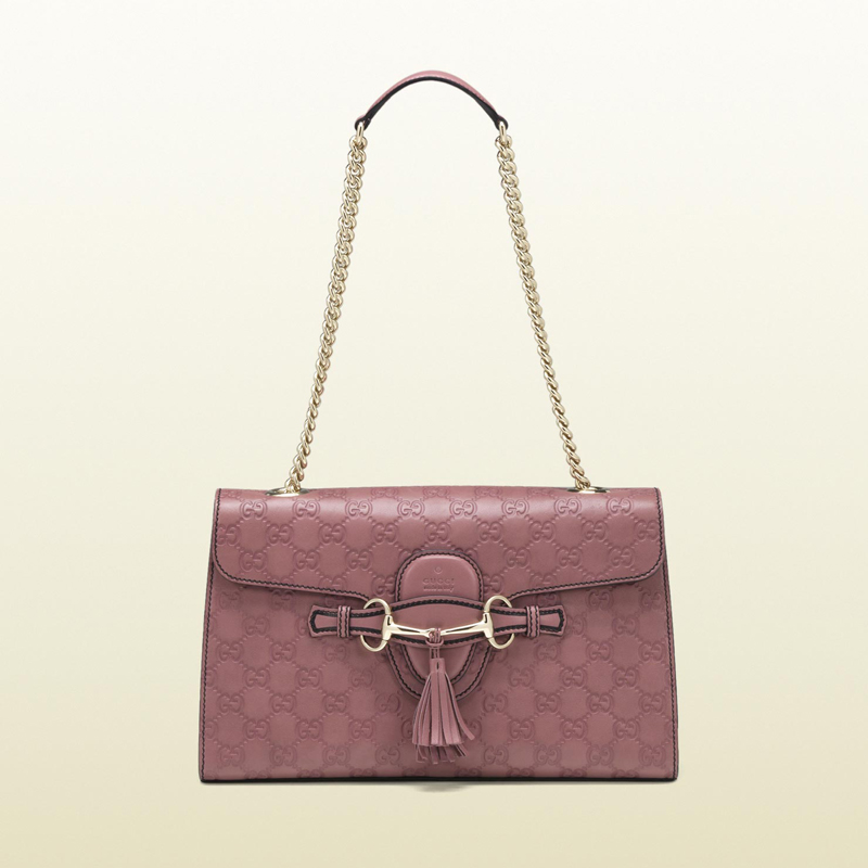 2013 Gucci emily dark pink guccissima chain shoulder bag