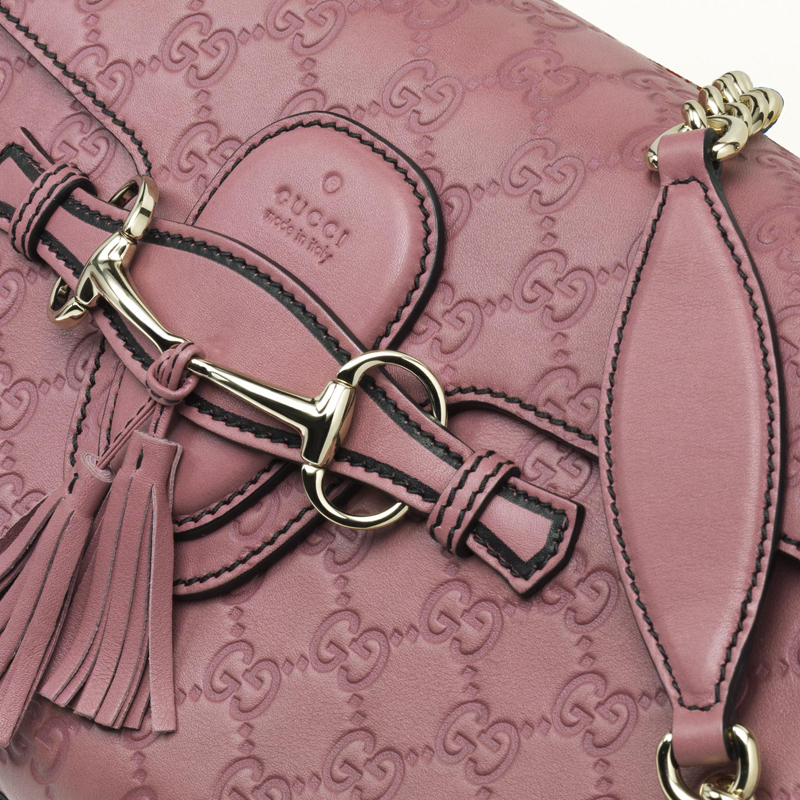 2013 Gucci emily dark pink guccissima chain shoulder bag