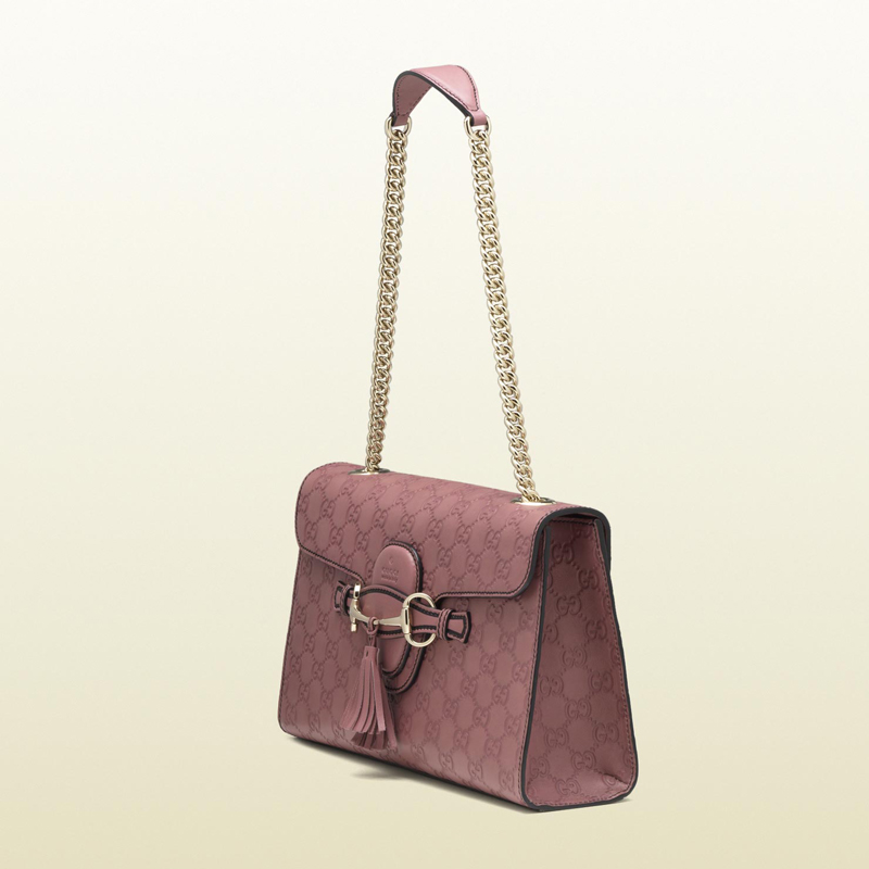 2013 Gucci emily dark pink guccissima chain shoulder bag