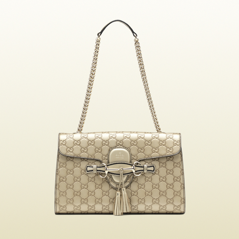 2013 Gucci emily metallic guccissima leather shoulder bag