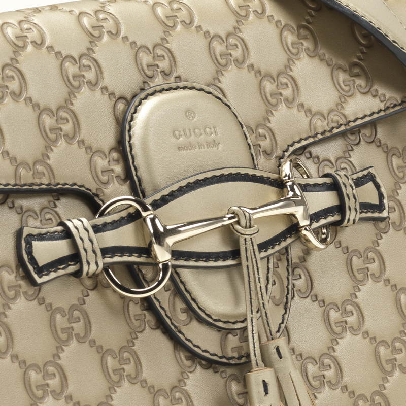 2013 Gucci emily metallic guccissima leather shoulder bag