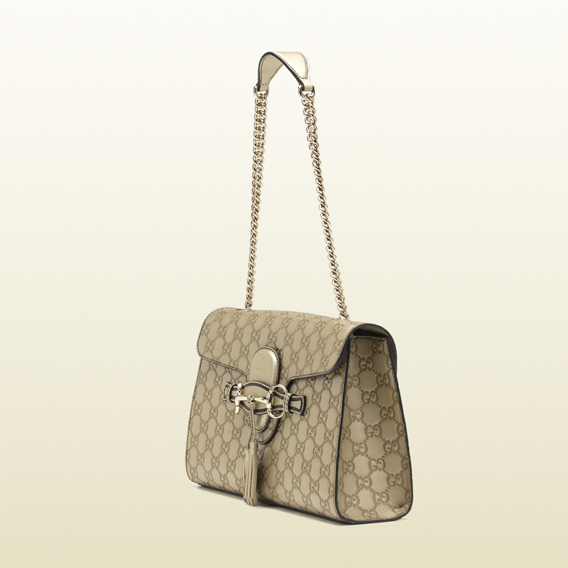 2013 Gucci emily metallic guccissima leather shoulder bag