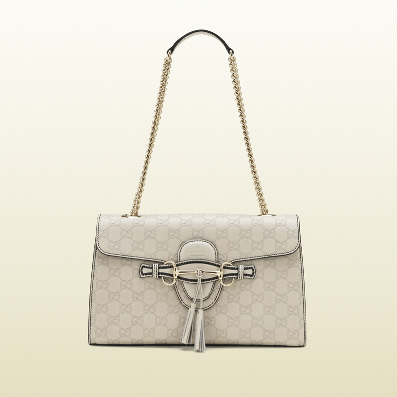 2013 Gucci emily off-white guccissima chain shoulder bag