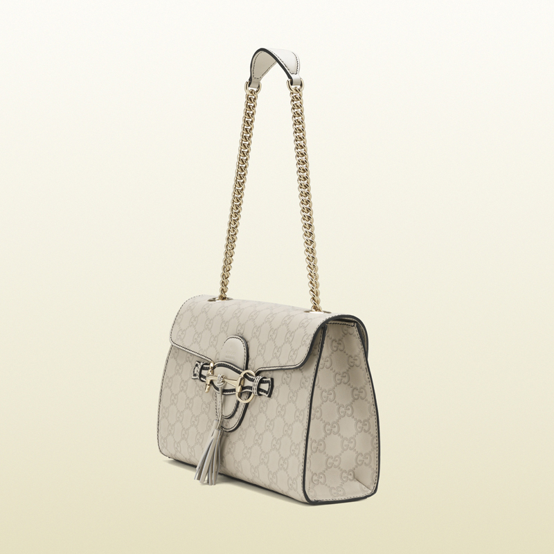 2013 Gucci emily off-white guccissima chain shoulder bag