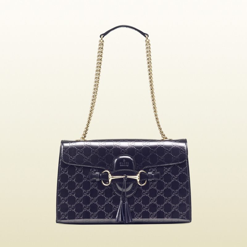 2013 Gucci emily shiny guccissima chain shoulder bag