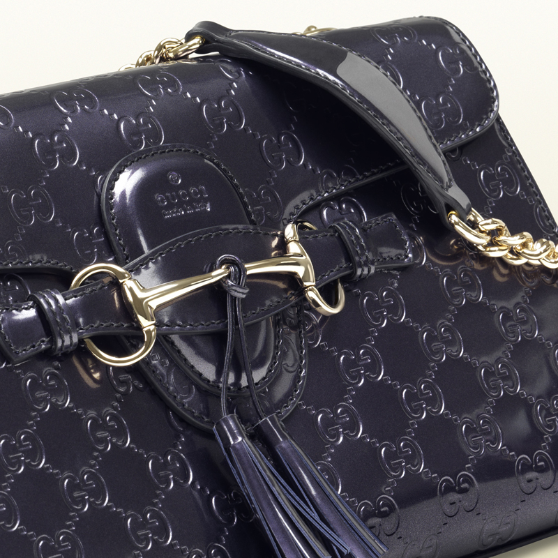 2013 Gucci emily shiny guccissima chain shoulder bag