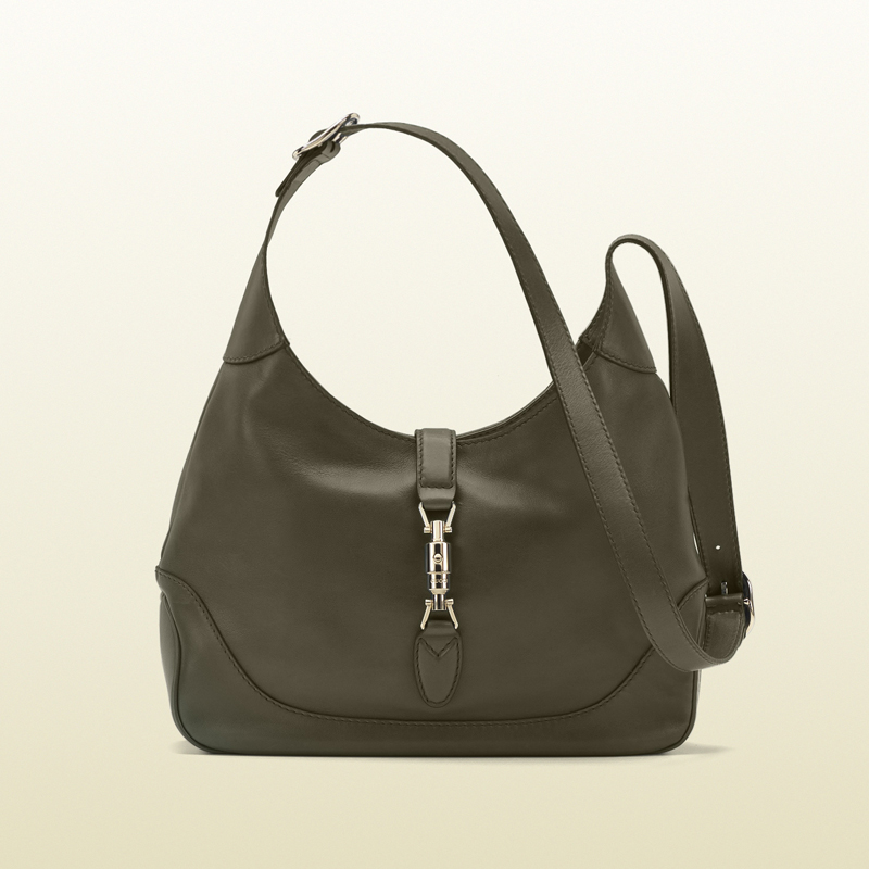 2013 Gucci jackie olive green leather shoulder bag