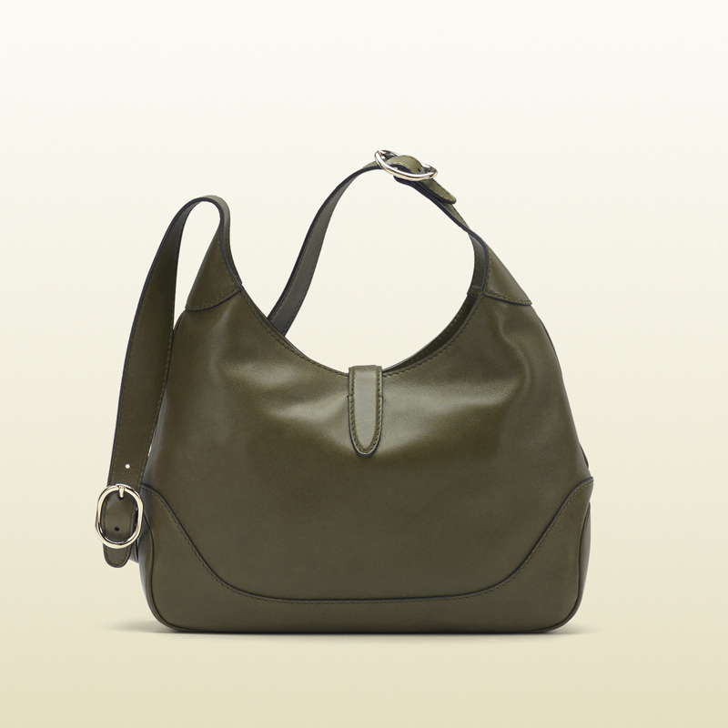 2013 Gucci jackie olive green leather shoulder bag