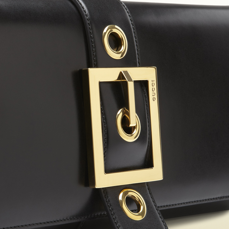 2013 Gucci lady buckle black leather clutch