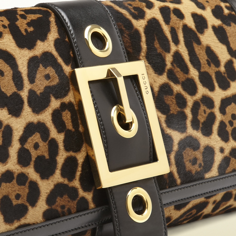 2013 Gucci lady buckle jaguar print clutch