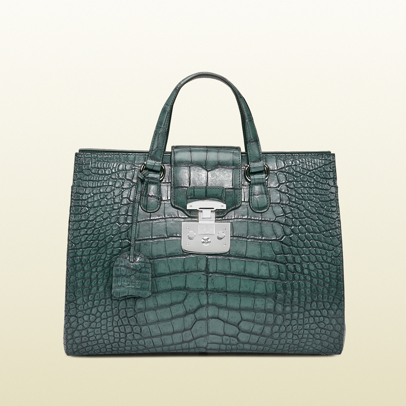 2013 Gucci lady lock crocodile tote