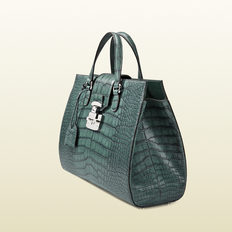 2013 Gucci lady lock crocodile tote