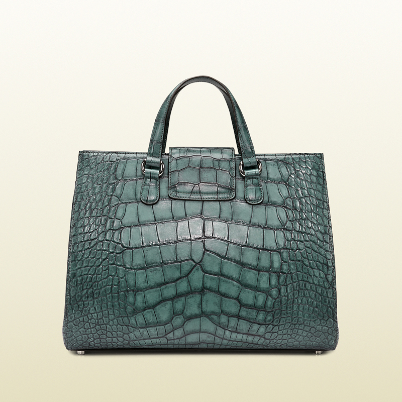 2013 Gucci lady lock crocodile tote