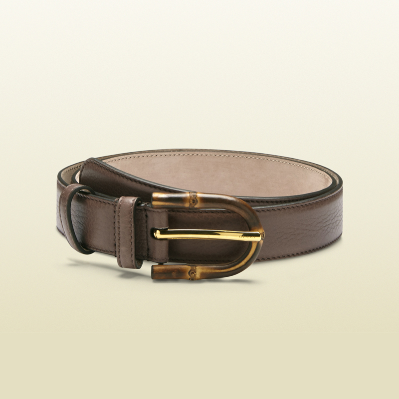 2013 Gucci mauve leather belt with bamboo buckle